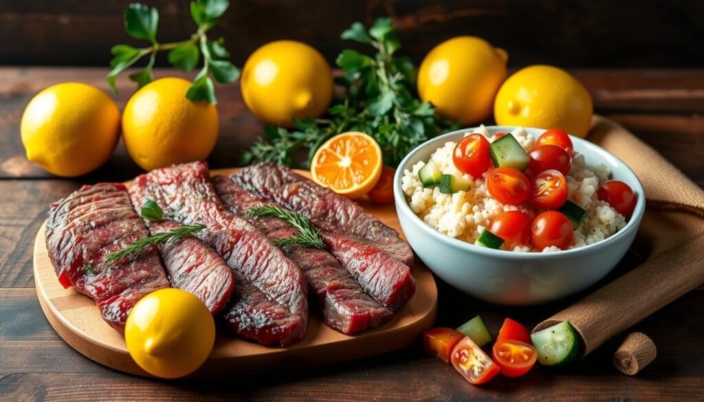 Ingredienti per la griglia di carne con limone